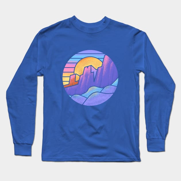 Blocky Mountains Long Sleeve T-Shirt by artlahdesigns